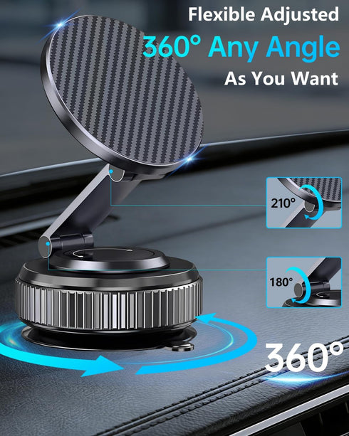 Veipho 360 17-12 Car Phone Holder for MagSafe - Magnetic Vacuum Mount Adjustable, Compatible with iPhone Series