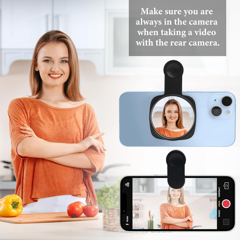 Esdallina Phone Rear Camera Selfie Mirror - See How You Look in The Back Camera - for High Definition Photos (Black)
