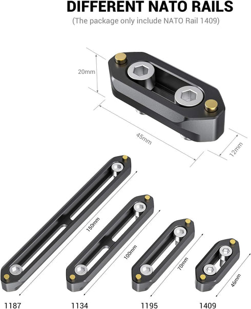 SMALLRIG 4cm Quick Release Safety Rail with 1/4'' Screws - 1.57 Inches Long - Model 1409