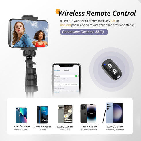 Aureday 62" Phone Tripod Accessory Kits, Camera & Cell Phone Stand with Wireless Remote for Selfies and Vlogging