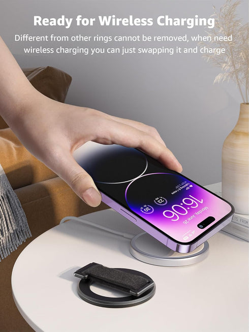 SUPERONE MagSafe Phone Grip with Finger Strap, Removable Magnetic Ring Holder with Kickstand for iPhone 15/14/13/12