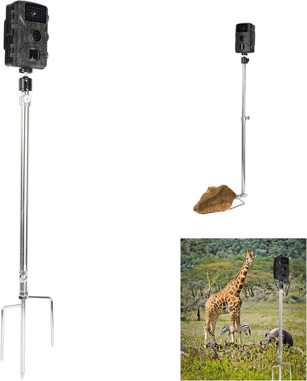 PellKing Universal Hunting & Trail Cameras Holder Stake, 1/4''-20 Ground Mount for Hunting Camera