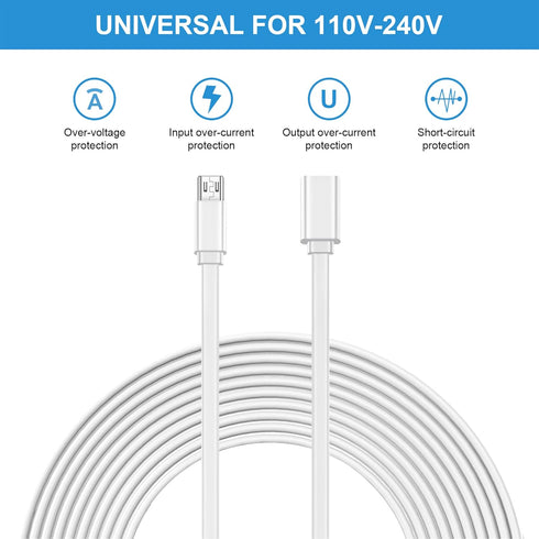 Sumind 10 ft Micro USB Extension Cable (4 Pcs) - Female to Male, Compatible with Wireless Security Cameras, White.