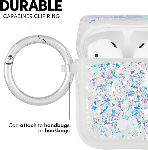 Case-Mate Soft Silicone Protective AirPod Case Cover with Keychain Ring, Compatible with AirPods Series 1 & 2, Twinkle