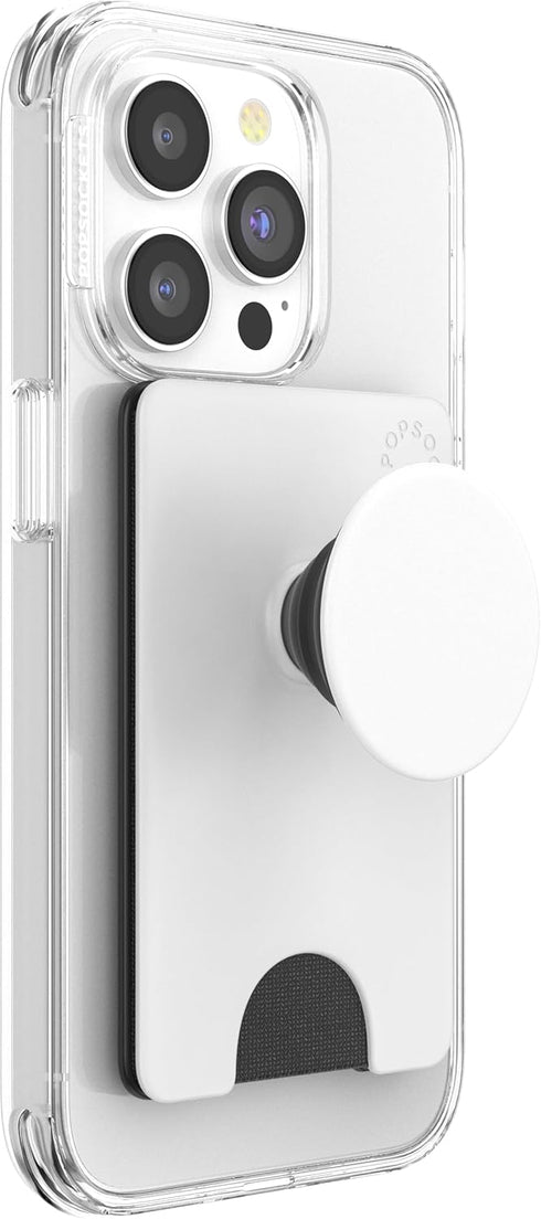 PopSockets Phone Wallet with Expanding Phone Grip, Card Holder, Solid PopWallet - White Black