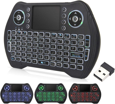 2.4G Wireless Keyboard with Touchpad Mouse Backlit USB Mini Keyboard, Multi-Media Handheld Remote for PC, Pad, Xbox,