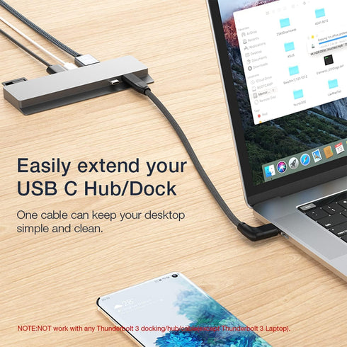 UseBean 0.6FT Right Angle USB C Extension Cable, 90 Degree USB-C 3.2 Gen 2 20Gbps for iPhone 16 15, MacBook