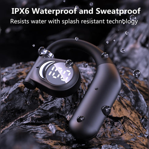 Single Ear Bluetooth Headset, 5.3 Wireless Earpiece with Built-in Mic Battery Display for Cell Phone Computer