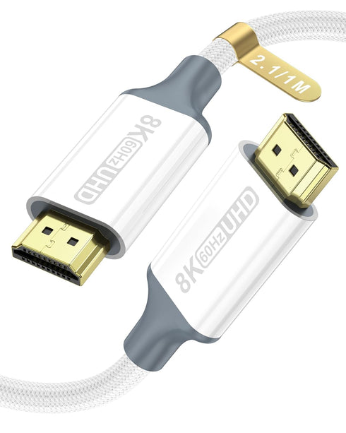 LMGKE 8K HDMI Cable,3.3ft 48Gbps High Speed DHDMI Cable Braided Cable, 8K@60Hz 4K@120Hz/144Hz/240HzCompatible