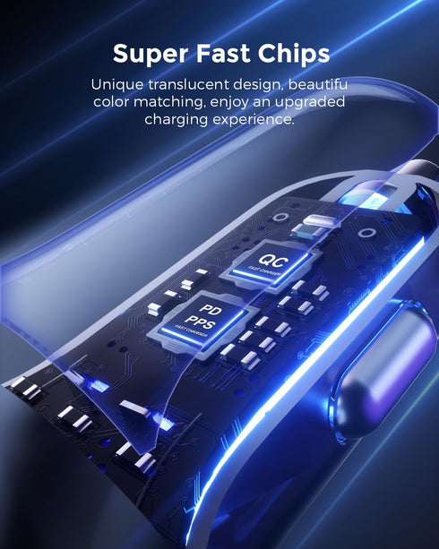 SUNDA 60W USB C Fast Car Charger, 4-Ports Adapter, Dual Type C PD30W/PPS30W Compatible with iPhone 15/14 Pro/Max (Blue)