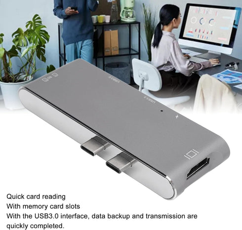goodstumbler 6 2 4K USB3.0 in USB C Hub: Universal Compatible with MacBook, Aluminum Alloy Design, Plug and Play Dual