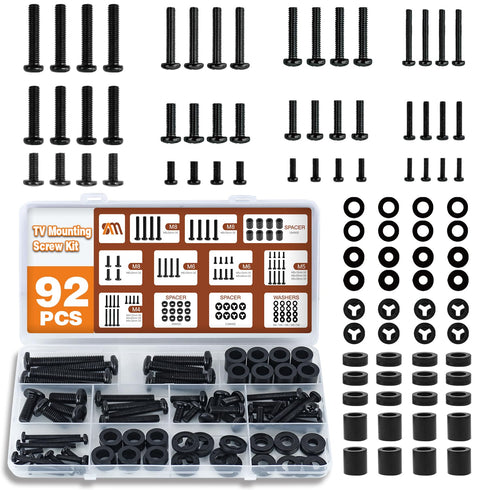 Solid As Mountain 92PCS Universal TV Mounting Hardware Screw Kit Set - M4 M5 M6