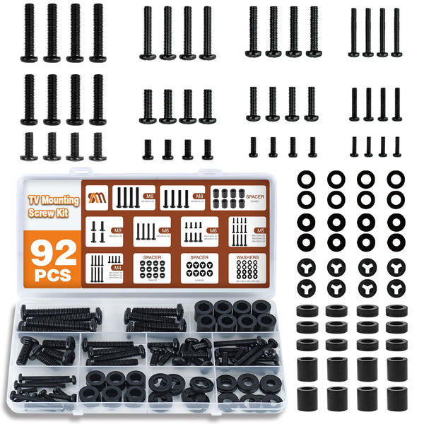 Solid As Mountain 92PCS Universal TV Mounting Hardware Screw Kit Set - M4 M5 M6