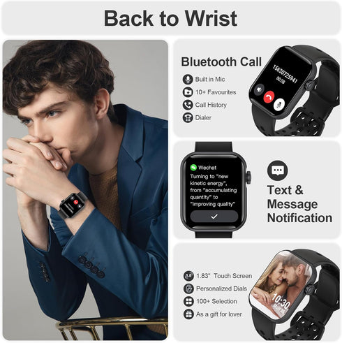 Smart Watches for Men Women, 1.83" HD Display Activity Tracker, Smartwatches for Android iOS with Bluetooth Call, IP67