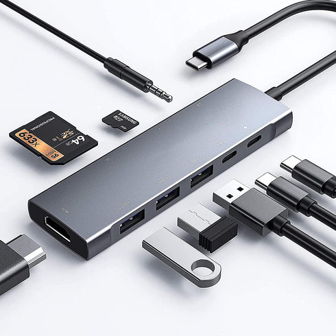 USB C Adapter Docking Station for iPad Pro M4 M2 M1, Multiport Adapter with 4K HDMI, USB C PD, SD/TF Slot