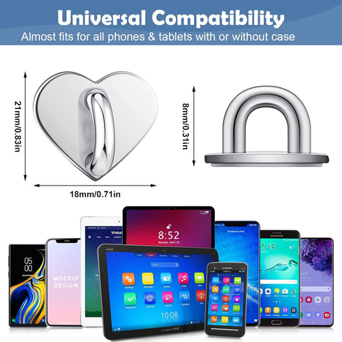 8 Pcs Cell Phone Finger Ring Adhesive Metal Phone Finger Grip Loop Stand Heart Grip Holder for DIY Hanging Supplies