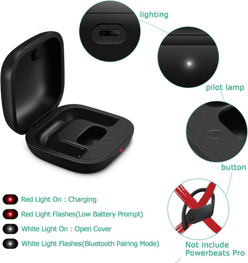 Jinstyles Charging Case Replacement for Powerbeats Pro with Bluetooth Pairing Sync Button & 700mAh Battery (No Earbuds)