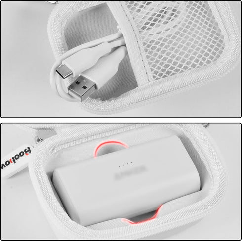 Boobowl Case for Anker Nano Portable Charger Power Bank 5,000mAh with Built-in Lightning Connector - White