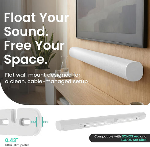 ynVISION.DESIGN Soundbar Wall Mount compatible with Sonos Arc Ultra and Sonos Arc - Includes All Hardware and Anchors
