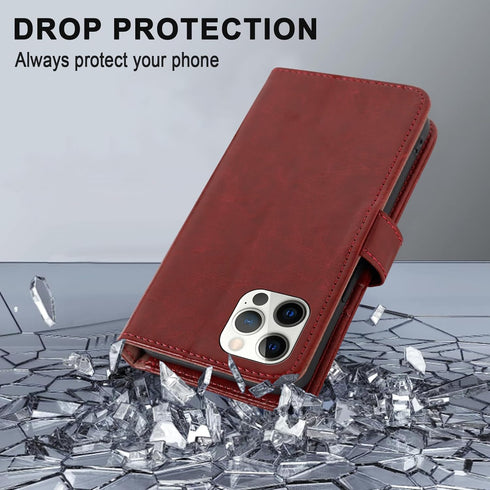 MONASAY Wallet Case for iPhone 11 Pro, 5.8-inch, Flip Folio Leather Cover with Glass Screen Protector and RFID Blocking
