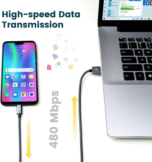 RAMPOW Micro USB Cable 10ft, Extra Long Charging Cord, QC 3.0 Fast Charge & Sync USB Cable for Samsung Galaxy