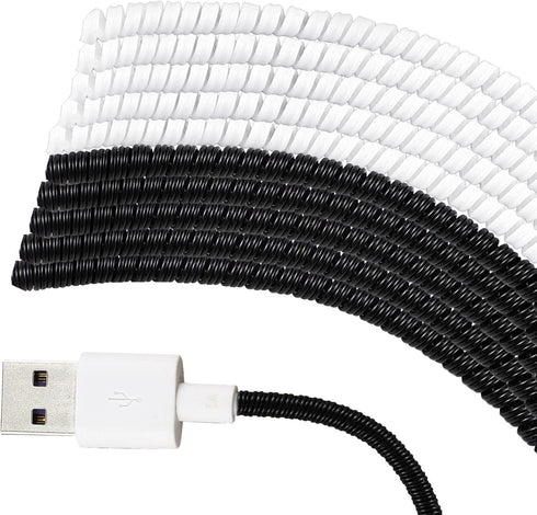 Frienda 10 Pcs Spiral Cable Protector, Data Cable Protective Sleeve for USB, Prevent Pets from Biting Cables (Black and
