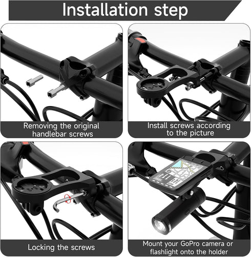 Out Front Mount for Garmin Bike Computer, Road Mountain Cycling GPS Combo Extended (Fixed Version/Black)