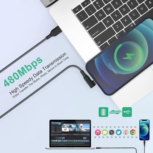 Apple MFi Certified Extra Long 20 ft Right Angle Lightning Cable - Braided Fast Charger for iPhone 13, 12, 11, X.