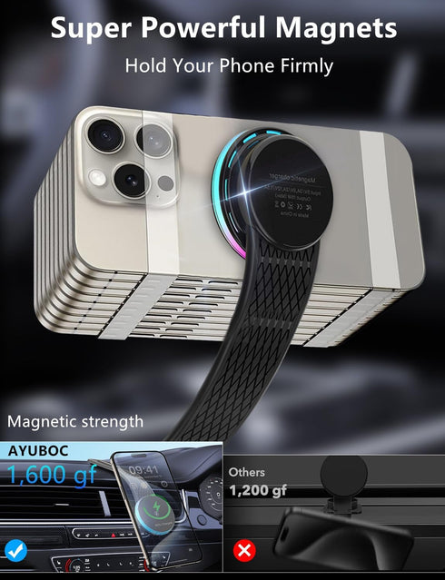 DIY Flexible Dashboard Magnetic Wireless Car Charger for MagSafe, 15W Fast Charging, Magnetic Car Phone Holder Mount