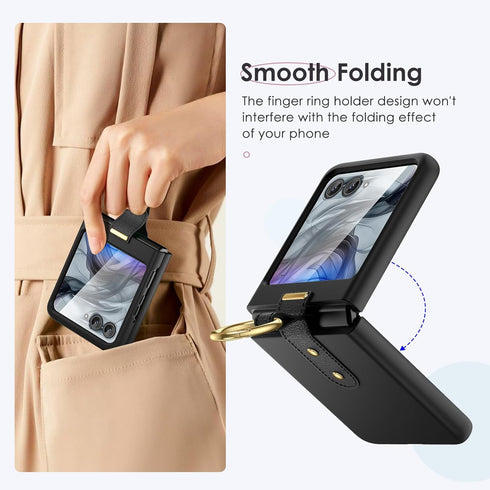 Maxdara Ring Case for Motorola Razr 2024, Built-in Screen Protector, Hard PC Ultra Thin Shockproof Protective Case,
