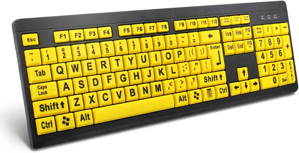 Large Print Computer Keyboard, Wired USB High Contrast Keyboard with Oversized Print Letters for Visually Impaired Low