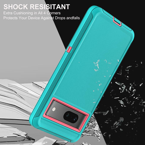 Google Pixel 7 Case, Military Grade 3 in 1 Heavy Duty Shockproof/Dust Proof with 2Pcs Tempered Glass Protector