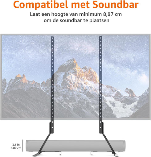 Amazon Basics 77 inch, 80 lbs, Universal TV Stand, Height Adjustable for TVs up to Compatible with Soundbars, Holds up