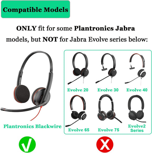 Ear Cushions for Jabra Headset Ear Pad Replacement Foam Earpads Designed for Jabra PRO 920 9450 Biz 1500 1900 2400 GN2000 Plantronics HW251N HW510 Blackwire C310 C320 3210 3220 3320 Headphone (4 Pack)