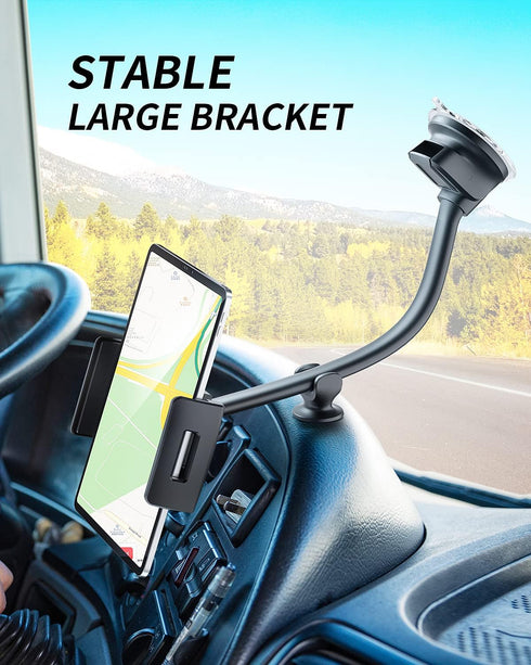 Tablet Car Mount Windshield Dashboard, Suction Cup Long Gooseneck Tablet Holder for Car, Truck, SUV, Compatible with 7-12.4 Inch Tablet/iPad/Samsung Tab, etc