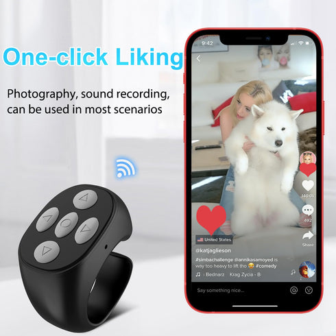 Iesooy Fingertip Wireless Bluetooth Remote Control, Fingertip Ring, Scrolling Ring Remote Control Page Turner