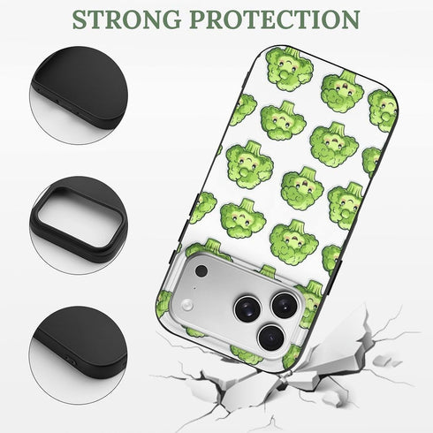 DXITROMI 17 6.3 Inch 17 Compatible with iPhone Pro Case Thin - TPU Cute Broccoli Green Print Pattern Cover Compatible