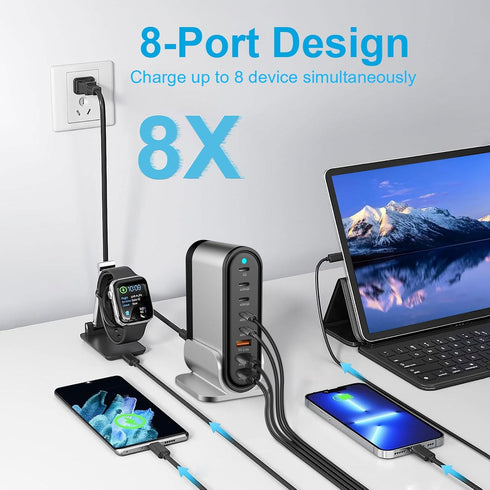 DENGWENQIANG 285W 8 17/16/15/14/13 USB C Fast Charger - GaN Port Fast Charging Station Tower Hub for Multiple Devices: