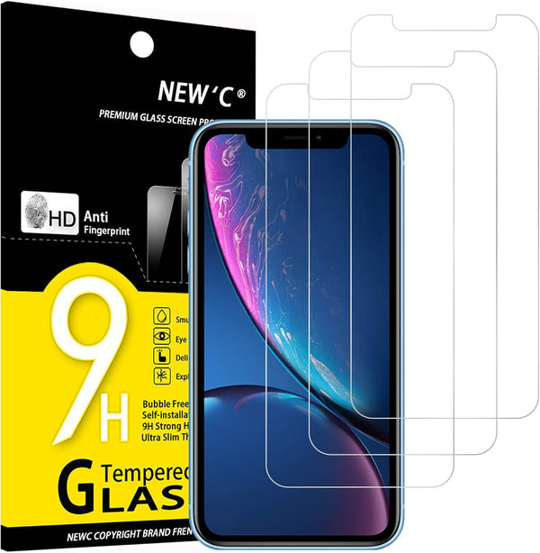 NEW'C Tempered Glass Screen Protector for iPhone 11 & XR (6.1") - 3 Pack, Case Friendly, Anti-Scratch, Bubble Free,