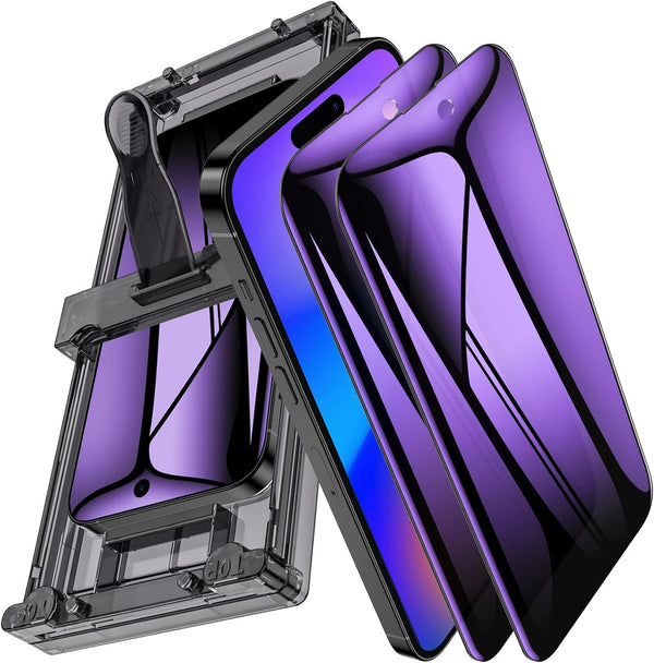 2 Pack iPhone 16 Pro Max Privacy Screen Protector Film (NOT Glass) with Easy Installation Tray - Purple