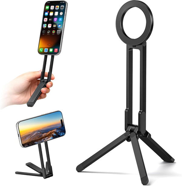 Itramax Magnetic Phone Tripod Stand,Foldable Pocket Cell Phone Mount,Adjustable Travel Gym Selfie Stick
