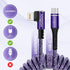 Lightning to USB C Cable 2ft to 8ft Right Angle Coiled iPhone Charger Fast Charging Cable Purple by VODBOV