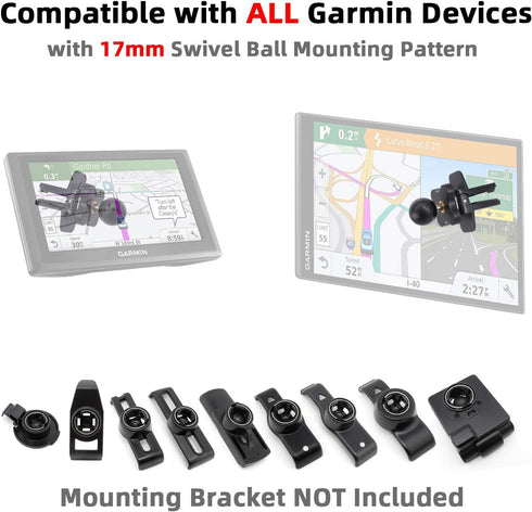 for Garmin Air Vent Mount Holder - 17mm Ball Phone/GPS Vent Mount Base with Silicone Clip & Adjustable Knob for Garmin Nuvi Drive Drivesmart Dezl Zumo Driveassist DriveLuxe StreetPilot RV