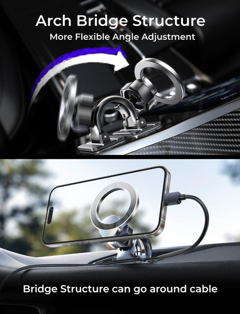 LISEN Red Car MagSafe Phone Mount, 360° Rotation Dash Mount for iPhone, Hands-Free Magsafe Car Mount for iPhone 15