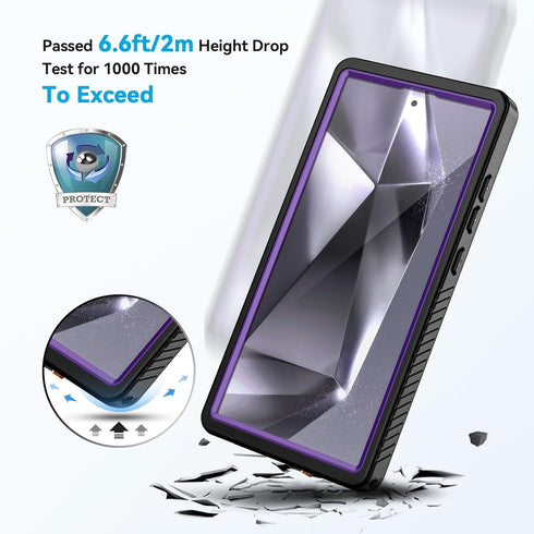 Lanhiem Galaxy S24 Ultra Case, Rugged Full Body Shockproof Protective Cover with Built-in Screen Protector, IP68