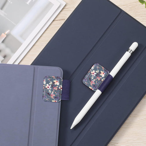 Fintie 4 Pack Pen Loop Holder for Apple Pencil Pro, USB-C Apple Pencil & Stylus Pens, Elastic Leather Sleeve (Blooming