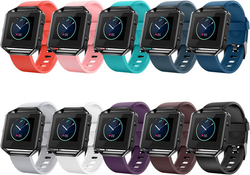 LEEFOX Compatible Blaze Bands with Frame, Sport Silicone Replacement Strap for Blaze Smart Fitness Watch - 10Pack
