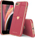 Teageo Bright Blush Case for iPhone SE 2020, iPhone 7, iPhone 8, Cute Love-Heart Luxury Bling Soft Back Cover