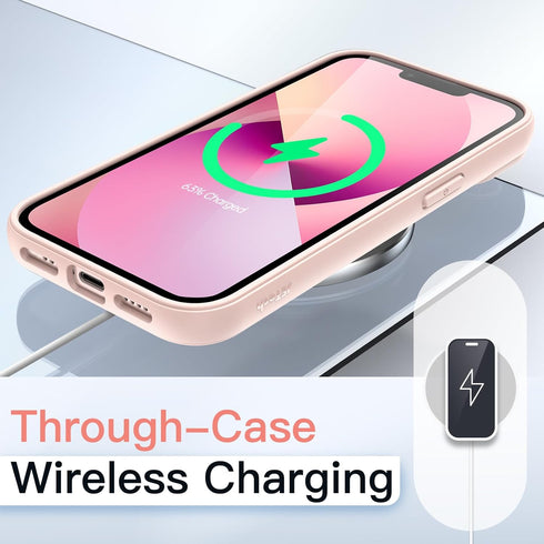 JETech iPhone 13 Case 6.1-Inch, Shockproof Bumper, Matte TPU Frame, Clear Anti-Scratch Back (Pink)