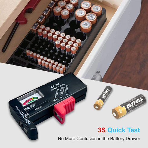 Dlyfull Battery Tester, Universal Battery Checker for AAA AA C D 9V 1.5V Button Cell